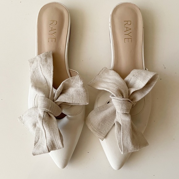 RAYE Shoes - RAYE bow flat mules beige size 8